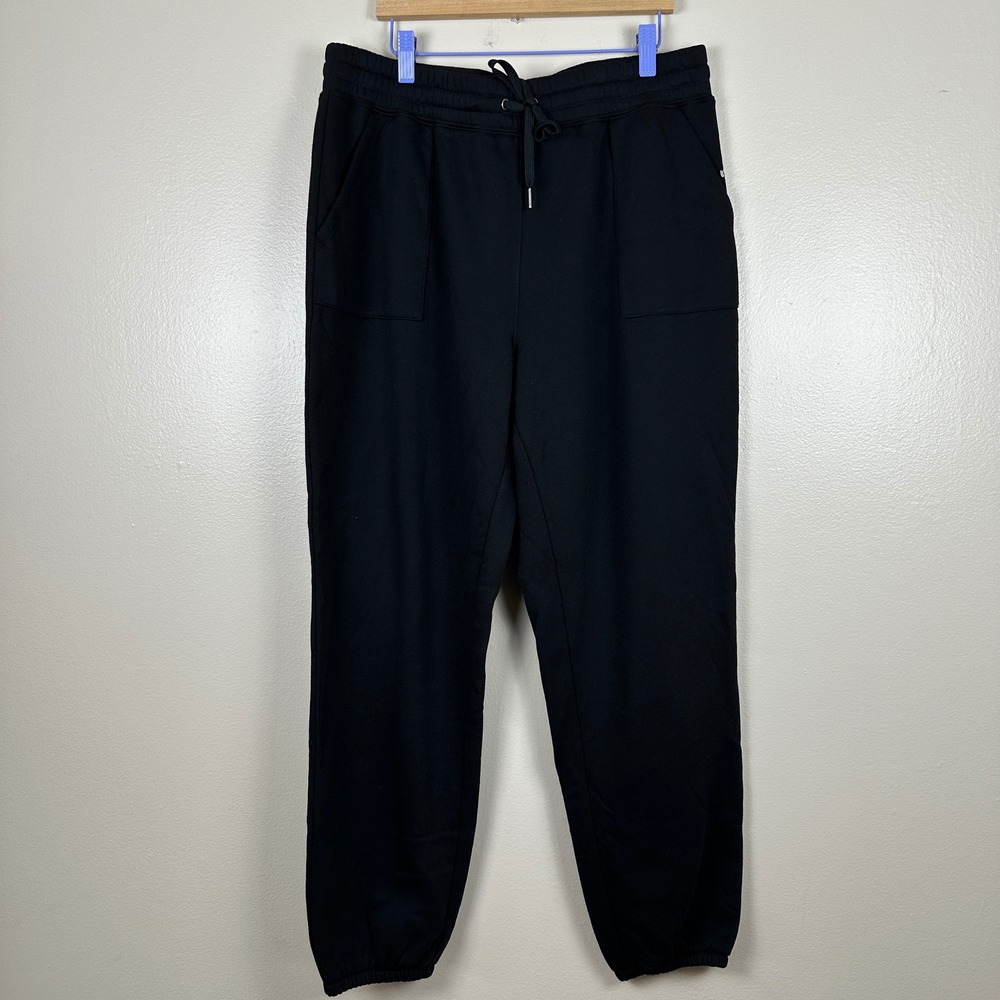 Christopher & Banks Women's M Jogger Pants Black Fleece Lined Drawstring Pockets